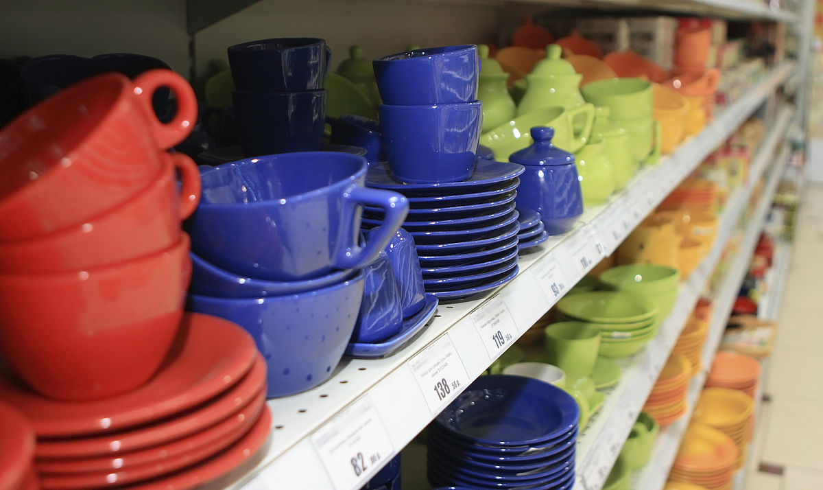 Ceramic products on the shelf