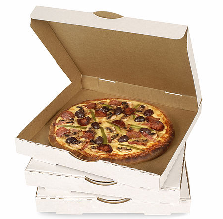 Cardboard box with pizza
